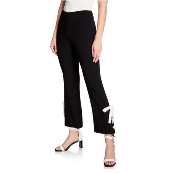 Cinq a Sept Izella Cropped Ankle Pants Trousers Lace Ties Size 8 Black $365 - Picture 2 of 13